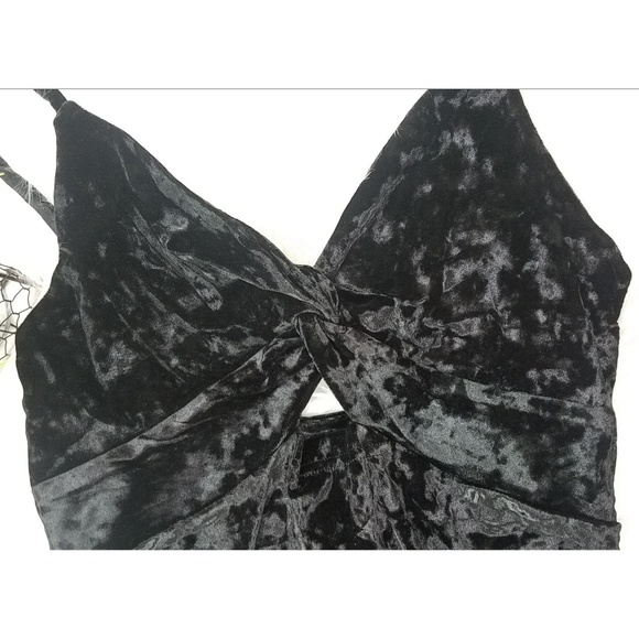 FREE PEOPLE Black Velvet Front Twist Slip Dress - Picture 6 of 8